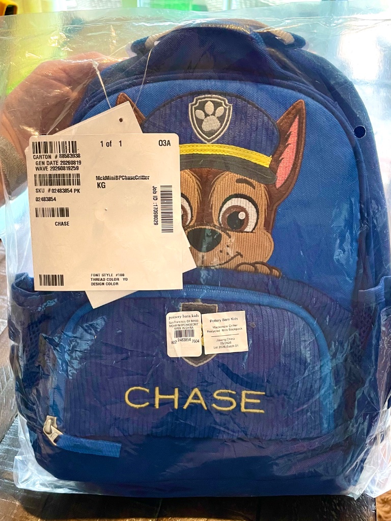 Pottery Barn Kids Paw Patrol Backpack - Mini Size, Blue, Monogrammed "Chase" — image 2 of 8